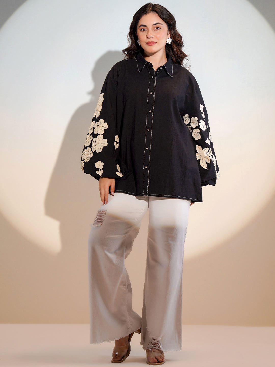 Cotton Black Colourblocked Shirt