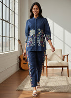 Cotton Embroidered Shirt With TrouserCo-Ords Set