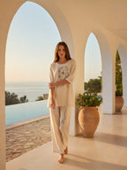 Cotton Embroidered Tunic With Palazzos Co-Ords Set