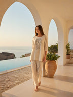 Cotton Embroidered Tunic With Palazzos Co-Ords Set