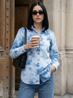 Zummer Women Blue Tie-Dye Cotton Shirt