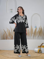 Zummer Co-ord Set – Black Embroidered Tunic & Palazzos