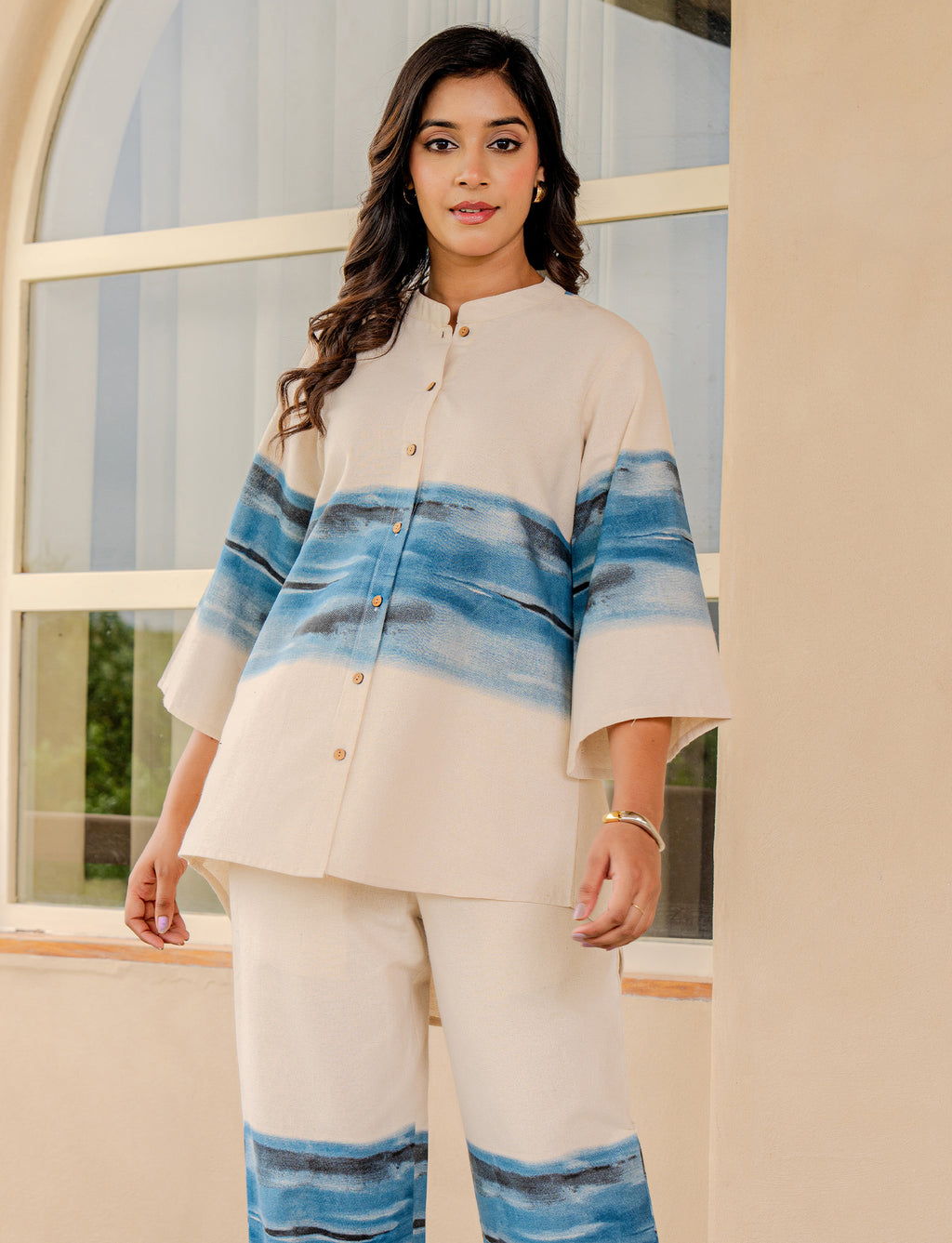 Cotton aombre printed Shirt With Trouser Co-Ords Set