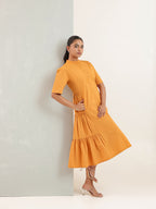 Zummer Mustard Cotton Shirt Dress