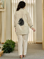 Cotton Off White Tunic With Trouser Co-Ords Set