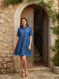 Light Blue Denim Front Button Mini Dress