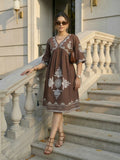 Zummer Brown Floral Embroidered Midi Dress