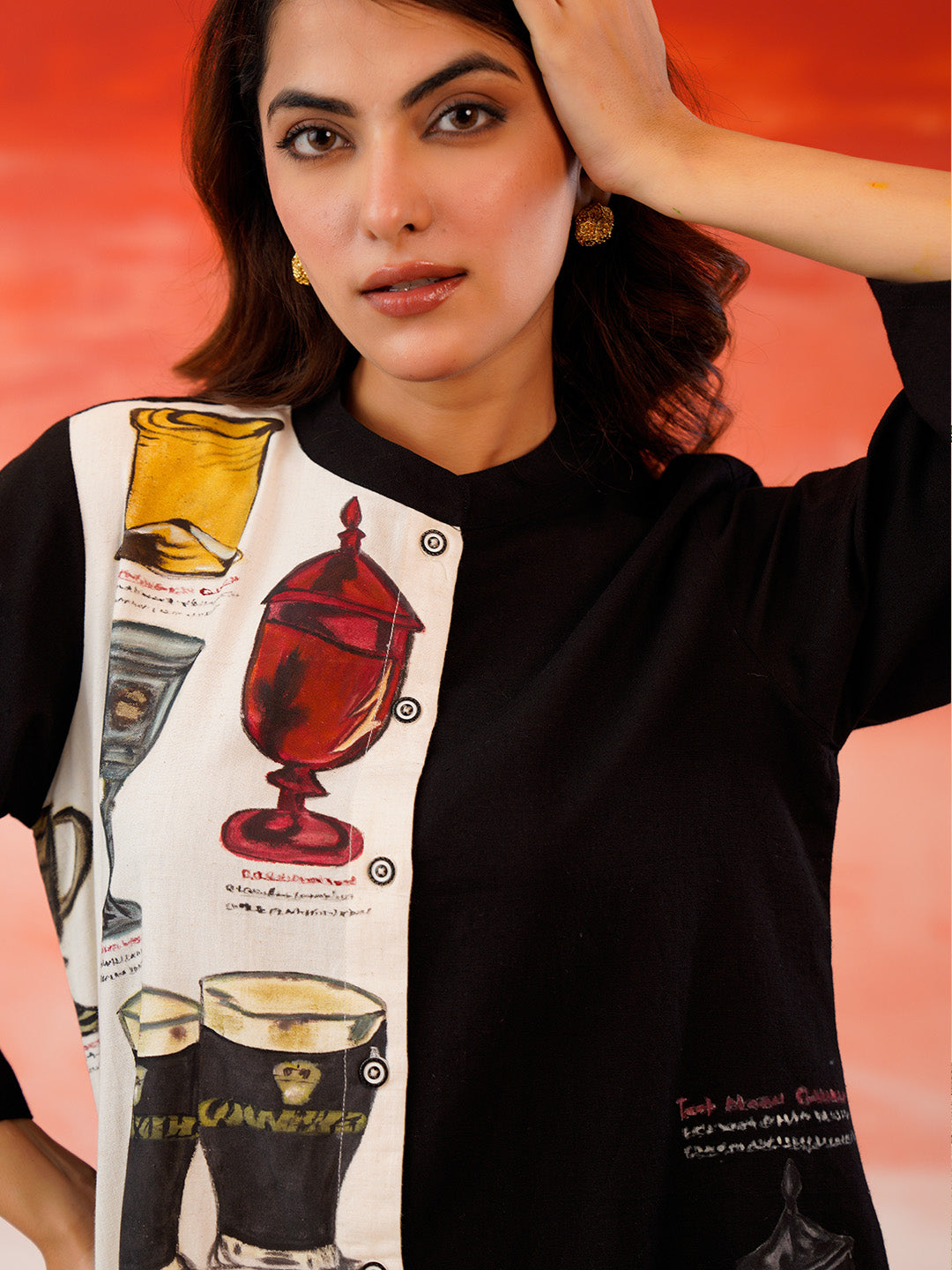 Cotton Hand Painted Shirt With Trouser Co-Ords Set