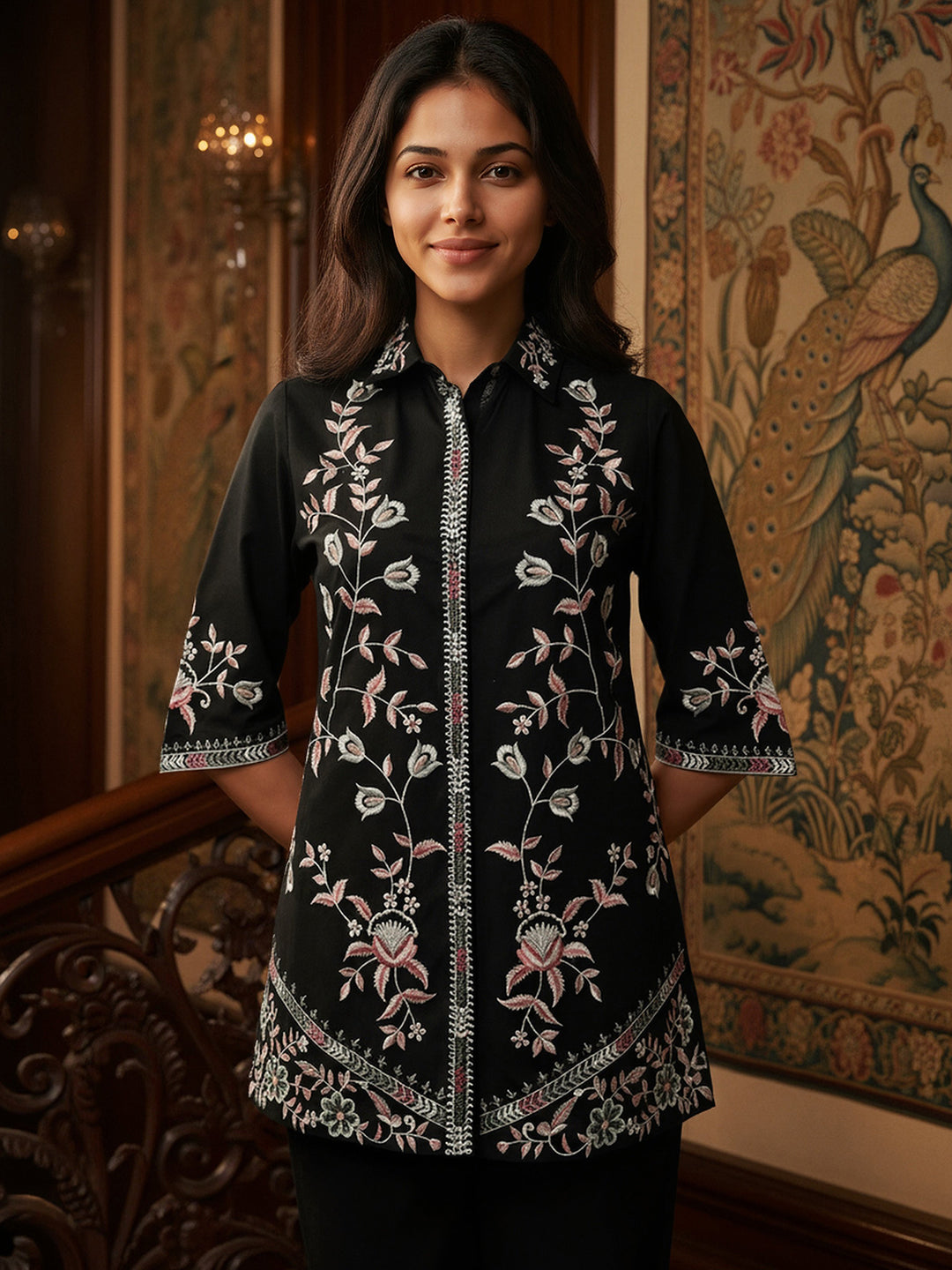 Cotton Embroidered Shirt With TrouserCo-Ords Set