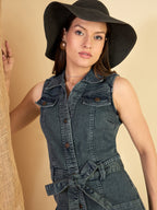 Green Cotton Solid Bodycon Short Dress with No Sleeves