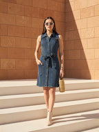 Blue Blast Denim Sleeveless Mini Dress