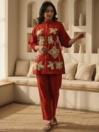 Cotton Embroidered Shirt With TrouserCo-Ords Set