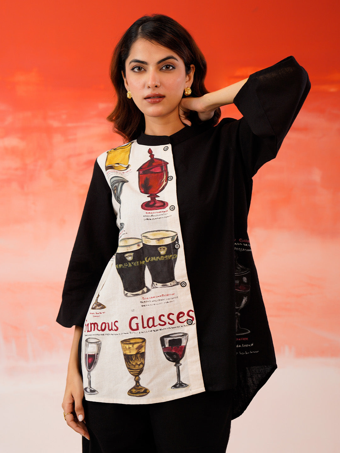 Cotton Hand Painted Shirt With Trouser Co-Ords Set