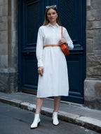 White Poplin Shirt Midi Dress