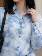 Zummer Women Blue Tie-Dye Cotton Shirt