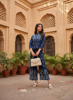 Denim Embroidered Shirt With TrouserCo-Ords Set