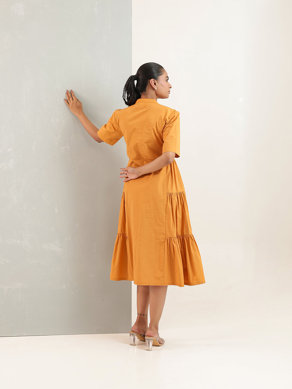 Zummer Mustard Cotton Shirt Dress