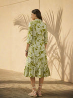 Tropical Print Fit & Flare Midi Dress