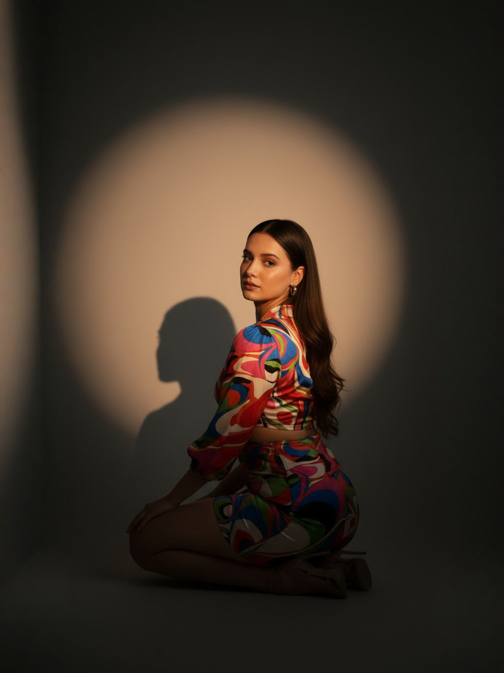 Satin Multi Abstract Side Cut Out Short Dress