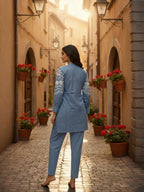 Cotton Floral Embroidered Shirt With TrouserCo-Ords Set