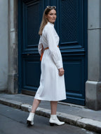 White Poplin Shirt Midi Dress