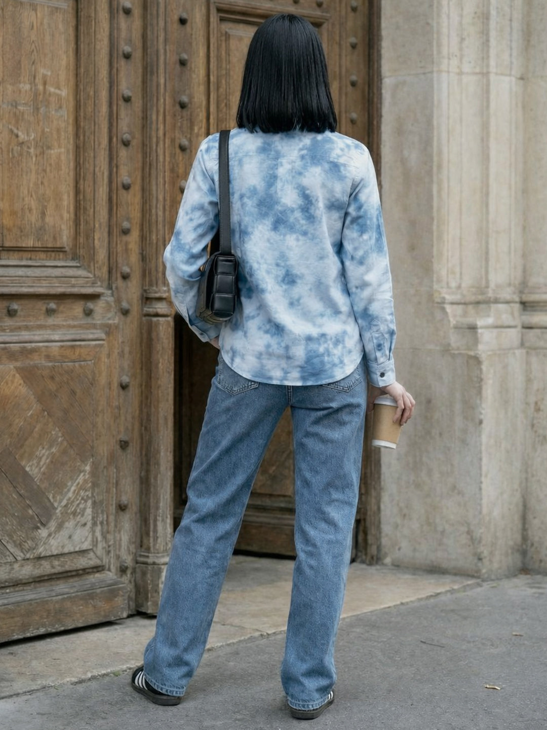 Zummer Women Blue Tie-Dye Cotton Shirt