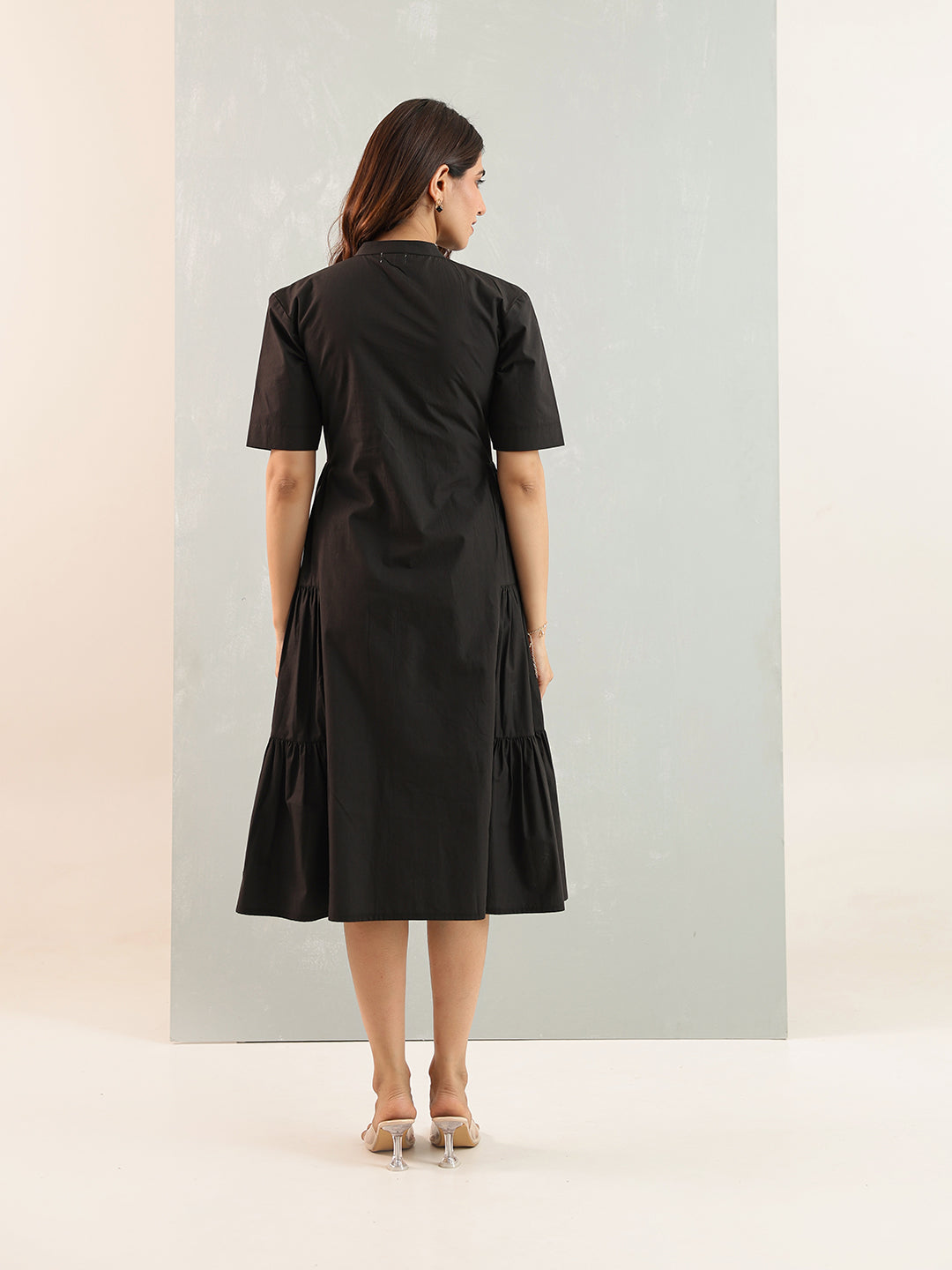 Zummer Black Cotton Shirt Dress