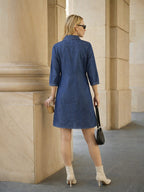 Zummer Blue Embroidered Denim Dress