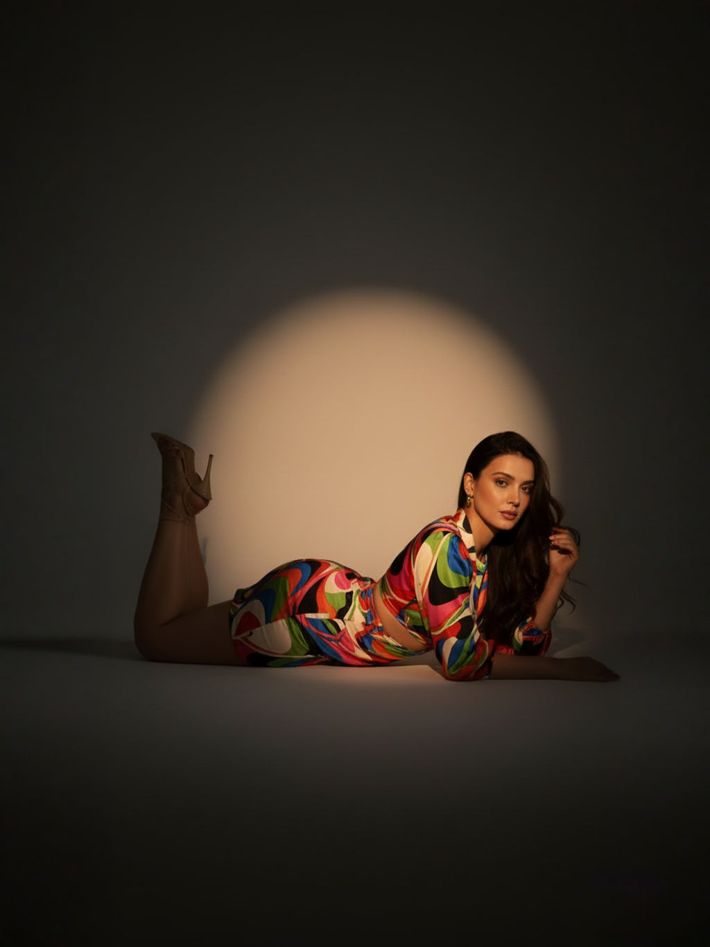 Satin Multi Abstract Side Cut Out Short Dress