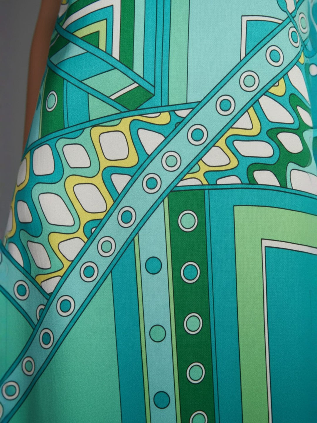 Blue Asbstract Satin Strappy Maxi Dress