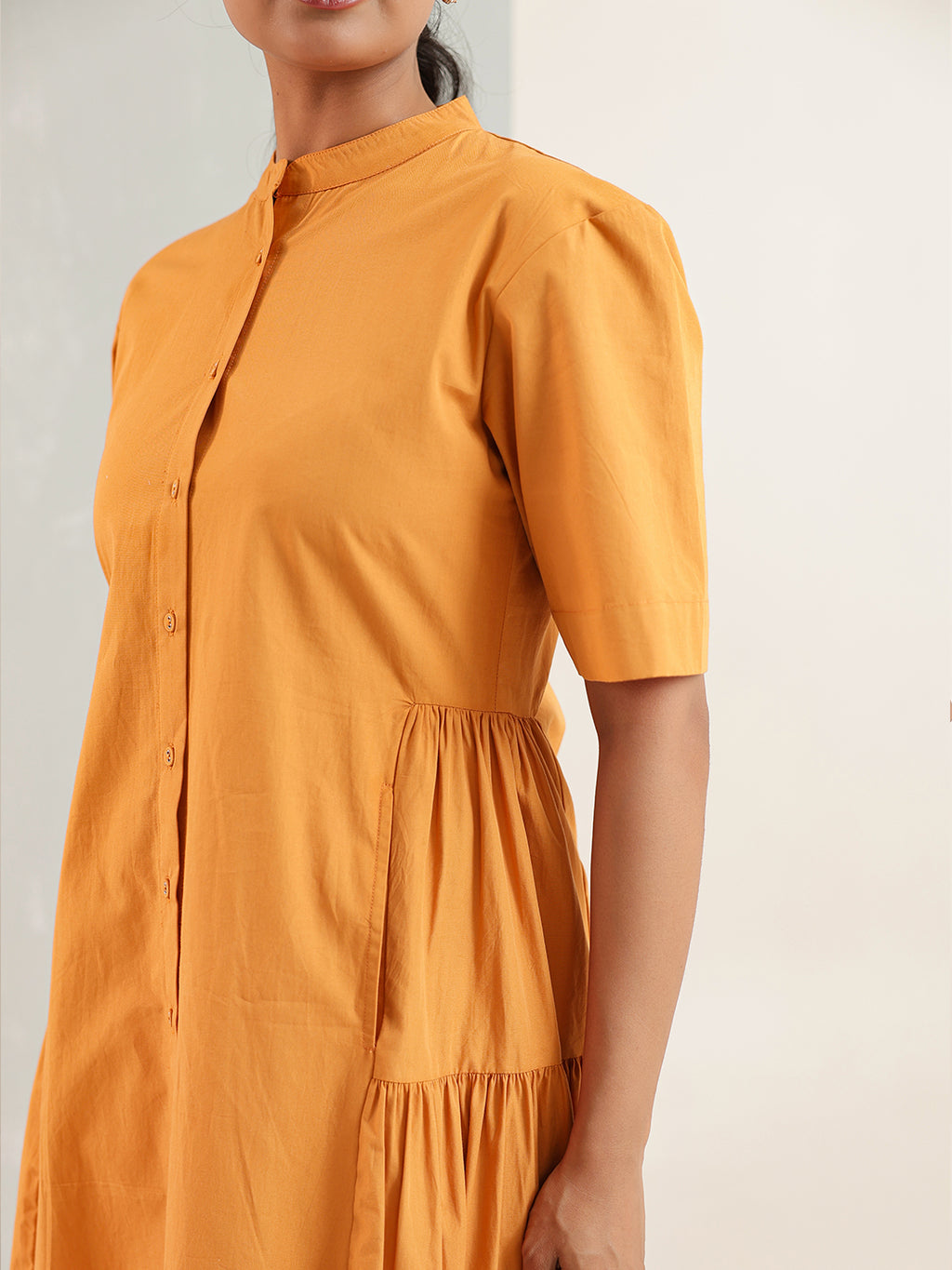 Zummer Mustard Cotton Shirt Dress