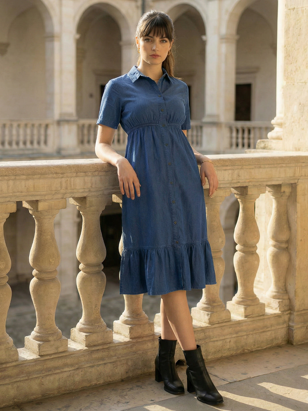 Zummer Women Blue Denim Shirt Dress