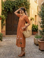 Zummer Women Floral Cotton Empire Midi Dress