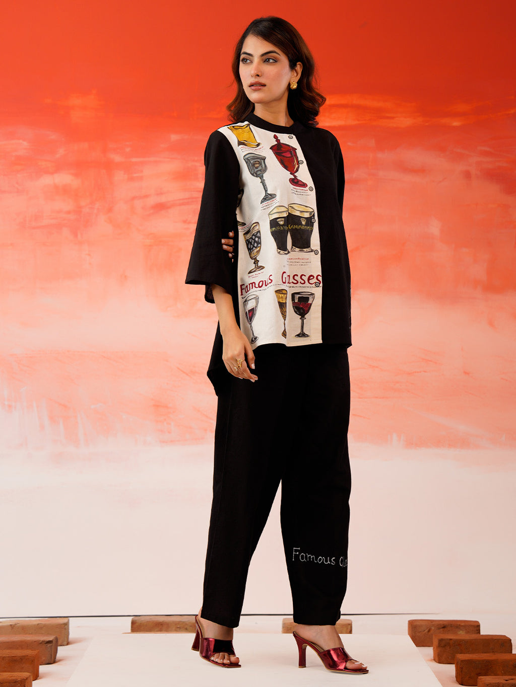 Cotton Hand Painted Shirt With Trouser Co-Ords Set