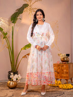 Zummer White Floral Maxi Dress with Jacket