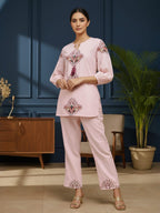 Cotton Embroidered Tunic With TrouserCo-Ords Set
