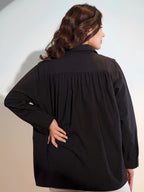 Black Floral Embroidered Boxy Shirt