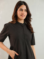 Zummer Black Cotton Shirt Dress