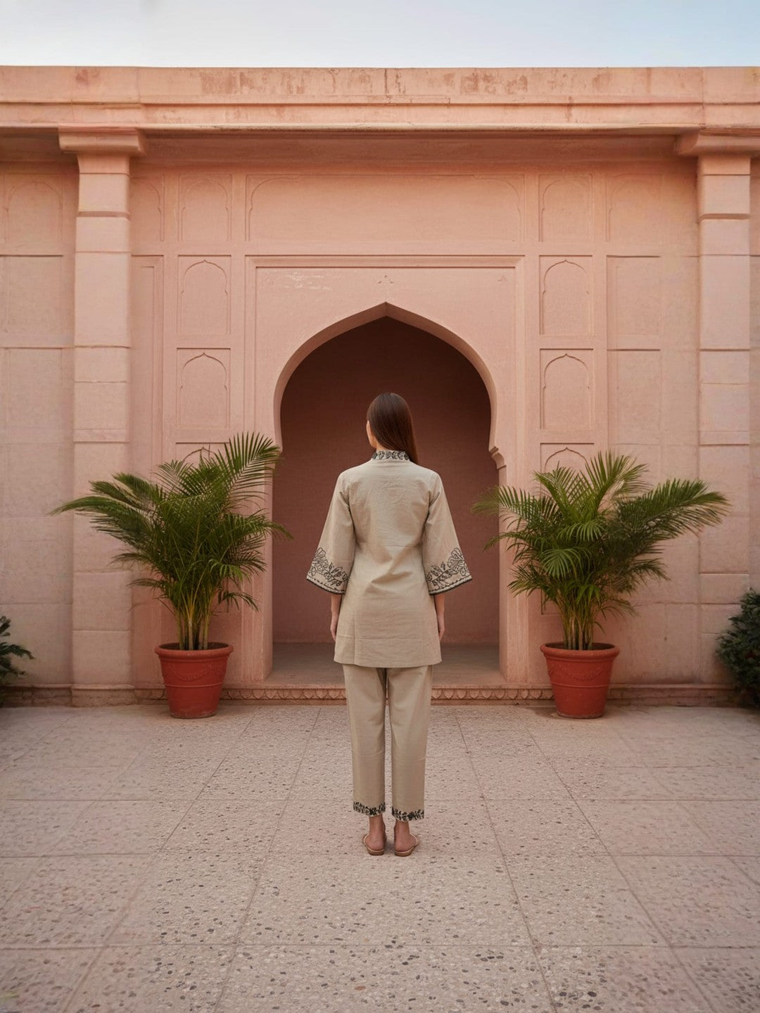 Cotton Embroidered Shirt With TrouserCo-Ords Set