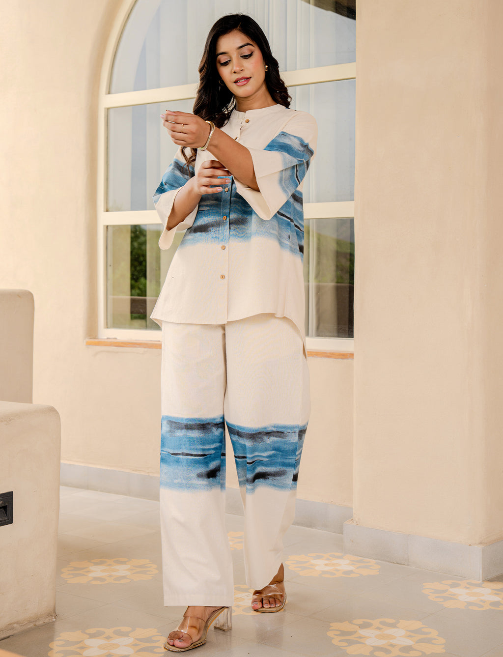 Cotton aombre printed Shirt With Trouser Co-Ords Set