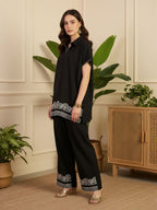 Black Printed Tunic & Palazzo Co-Ord Set