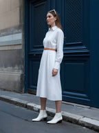 White Poplin Shirt Midi Dress
