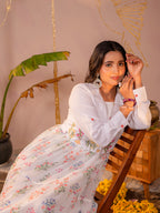 Zummer White Floral Maxi Dress with Jacket