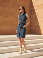 Blue Blast Denim Sleeveless Mini Dress