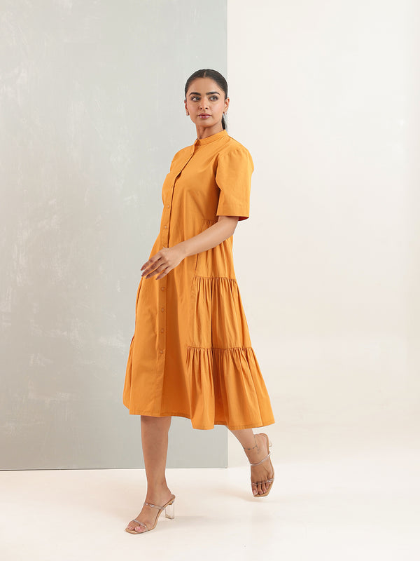 Zummer Mustard Cotton Shirt Dress