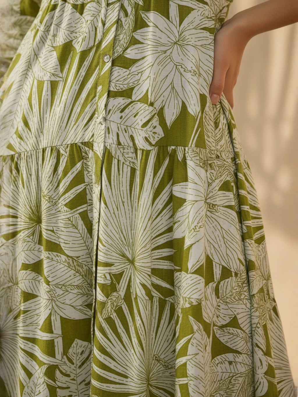 Tropical Print Fit & Flare Midi Dress