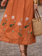 Zummer Women Floral Cotton Empire Midi Dress