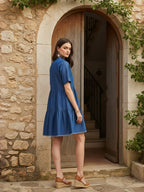 Light Blue Denim Front Button Mini Dress