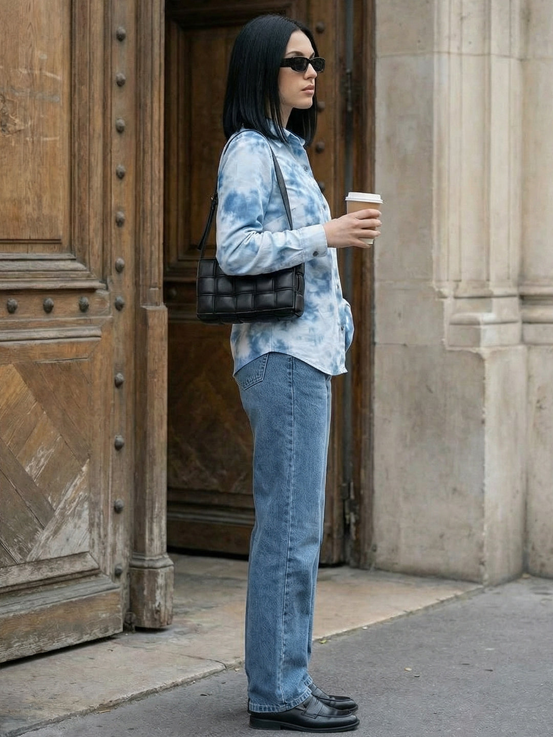 Zummer Women Blue Tie-Dye Cotton Shirt