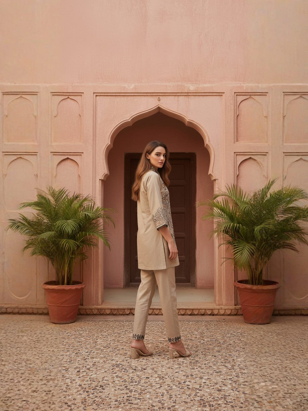 Cotton Embroidered Shirt With TrouserCo-Ords Set